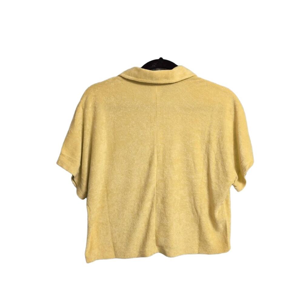 NWT Andie Cropped Button Up Honeysuckle Yellow Terry Resort Beach Shirt M - Picture 3 of 8